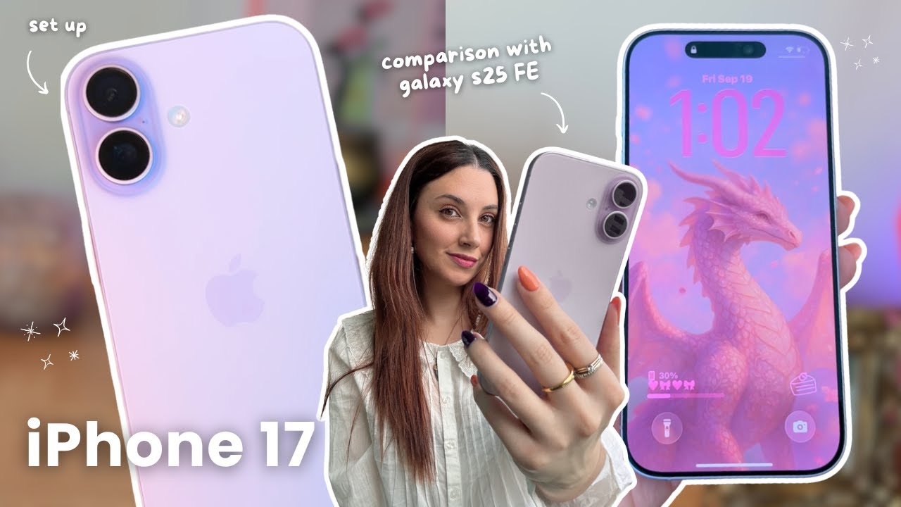 iPhone 17 (lavender) 💜✨･ﾟ✧ aesthetic unboxing, Galaxy S25 FE comparison & accessories