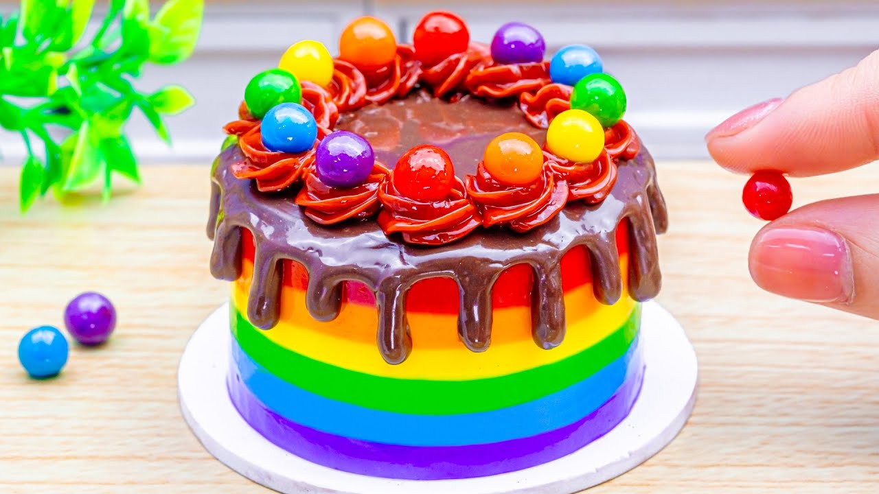 Incredible Mini Chocolate Drip Cake | Mini Rainbow Cake Decorating with Chocolate | Wonder Cake