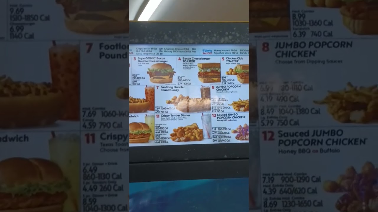 Sonic drive thru partial menu