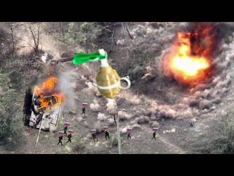 Horrible footage!! Ukrainian drones drop bombs blow Russian tank to pieces in near Bakhmut