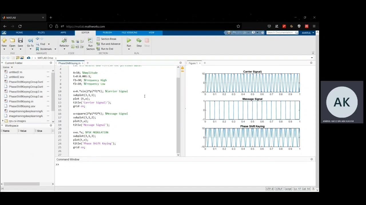 MATLAB : PHASE SHIFT KEYING PSK - YouTube