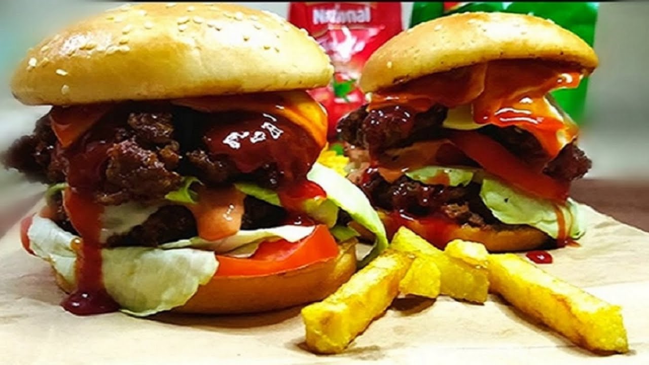 Double Patty Beef Burger Homemade Beef Grilled Burger Beef Burger