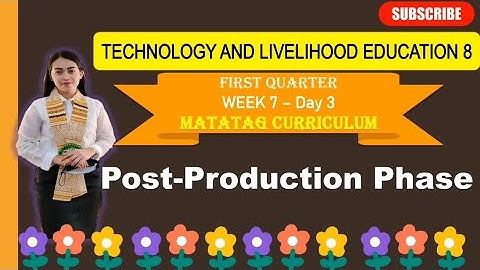 TLE 8: Q1_WEEK 7- Day 3: POST PRODUCTION PHASE ||MATATAG CURRICULUM 