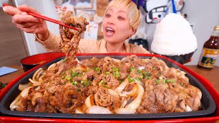 【大食い】牛肉と玉ねぎを炒めるだけで幸せがやってくる。「スタミナ源たれ」デカ盛り十和田バラ焼き定食。【モッパン】【MUKBANG】