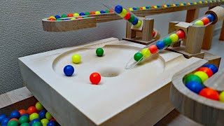 Marble Run ☆ Transparent pipes Japanese 'Shishiodoshi' +  Handmade rotating plate + Cuboro + HABA