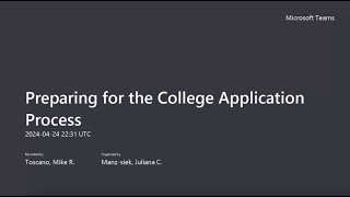 Preparing for the College Application Process: Hough H.S. Spring 2024
