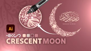 Ramadan Crescent Moon: Easy &amp; Elegant Floral Decorations in #adobeillustrator