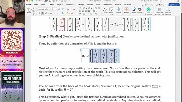 LINEAR ALGEBRA - Find a Basis for the Subspace Spanned by the Given Vectors and Determine