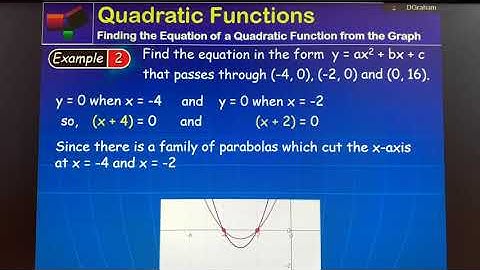 Higher Maths Quadratics Functions - Find the Equation of a Quadratic from the Graph