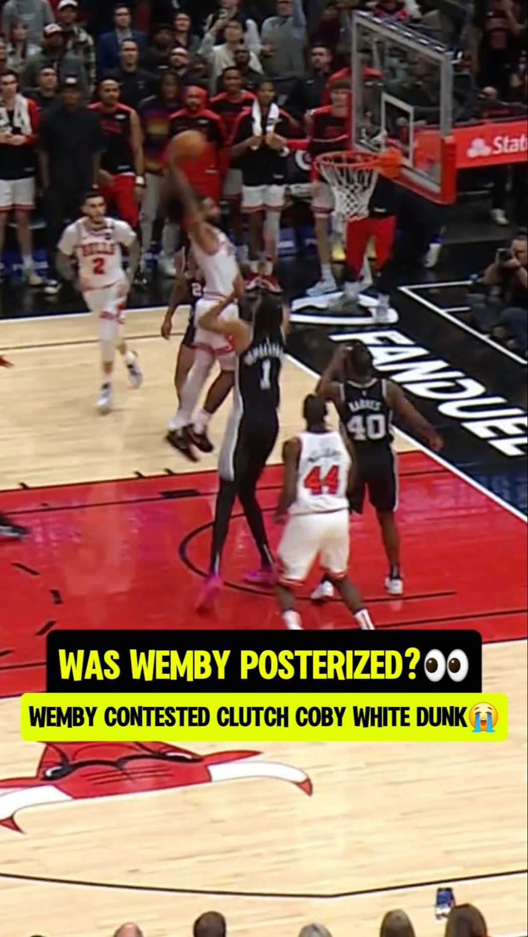 Wemby didn't get the block?