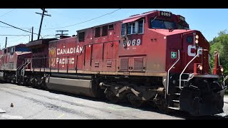 Great Sounds & Sunny Day - Canadian Pacific Engine 8069, CP 8731 & CP 8793 (DPU) Hauling Freight
