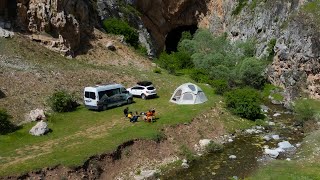 WE WERE CAMPING AT THE ENTRANCE OF THE HUGE CAVE!