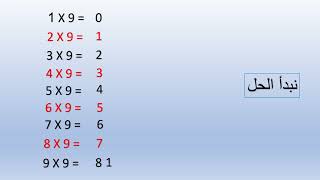 طريقة سهلة لحل جدول الضرب للرقم 9