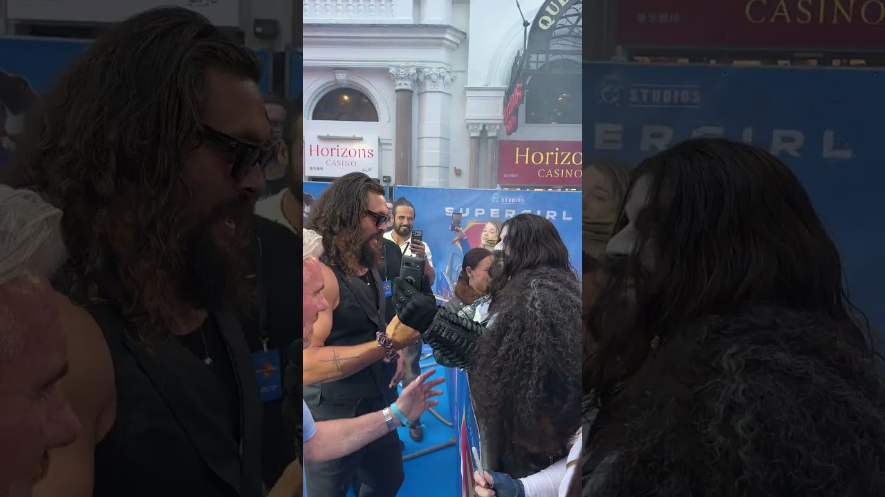 Seeing double? 🤝 Jason Momoa meets a Lobo look-alike in London for SUPERGIRL.