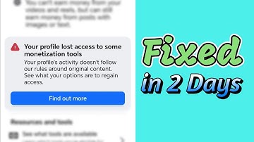 Your profile lost access to some monetization tools Fixed in 2 days.