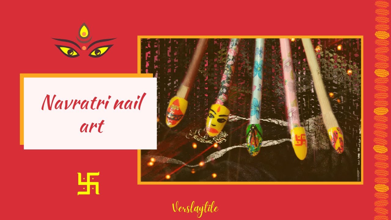 Easy Unique DIY Festive Themed NAVRATRI Indian Nail Art Designs at Home | Verslaytile