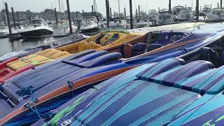 Speed boats back at the Tipsy Seagull after the charity Poker Run