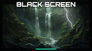 Heavy Rain and Thunder Sounds | Waterfall Sounds in Enchanted Forest - Black Screen 3 Hours 4K