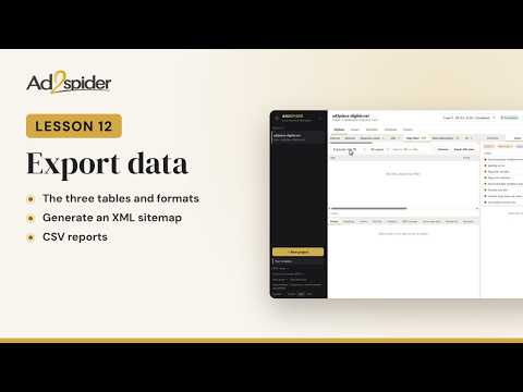 Export SEO audit data: tables, CSV and XML sitemap | AD2SPIDER · Lesson 12