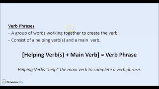 Verb Phrases - Grammar Lesson Verb Phrases - Grammar Lesson