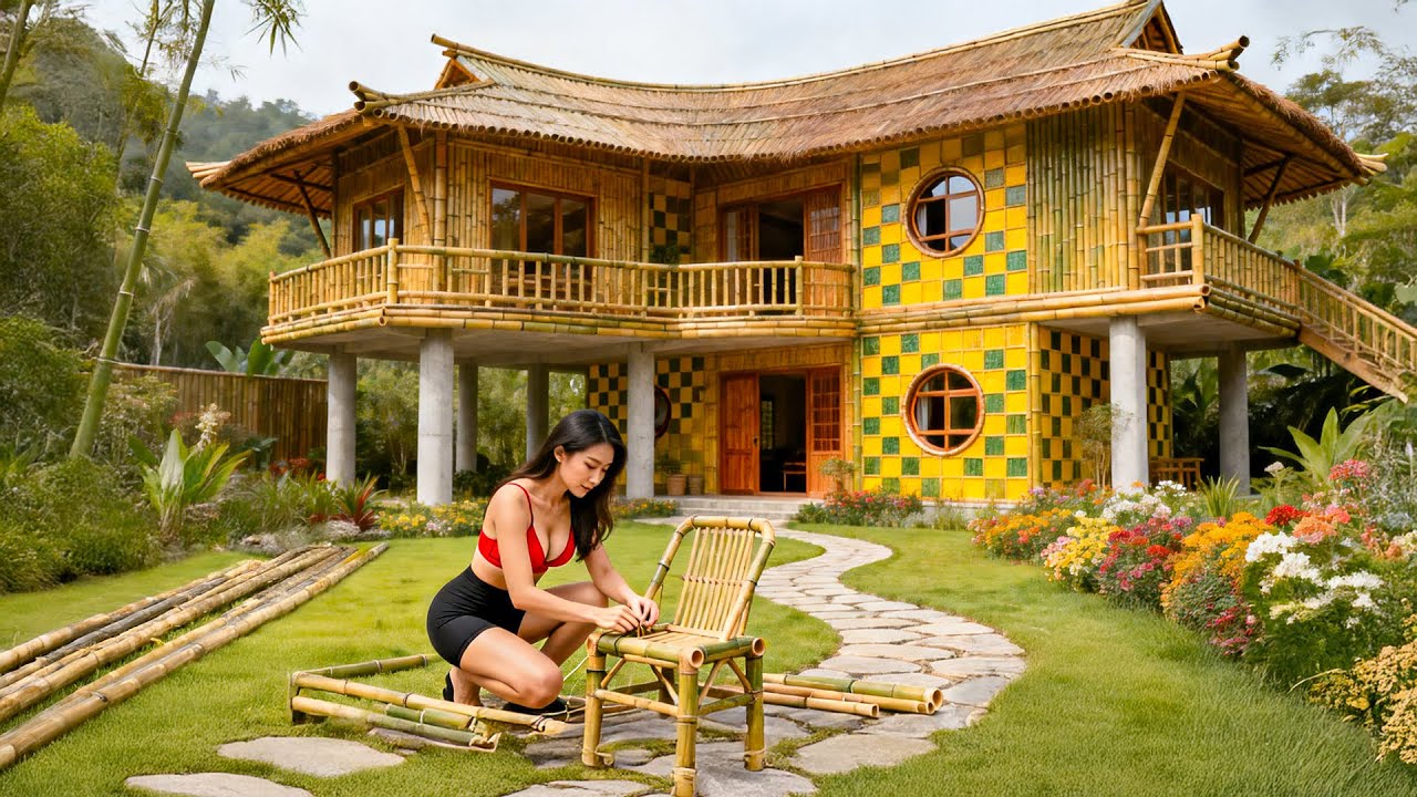 TIMELAPSE: Building a Brick Dining Table and Bamboo Chairs for New Kitchen | Dream Home in 365 Days