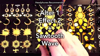 Folktek Alter 1 Effects Processor, Effect 2: Notated Granular Delay + Sawtooth Wave