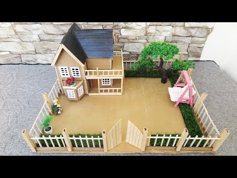 How To Make A Beautiful Cardboard Mansion House with Fairy Garden - Popsicle Stick Crafts