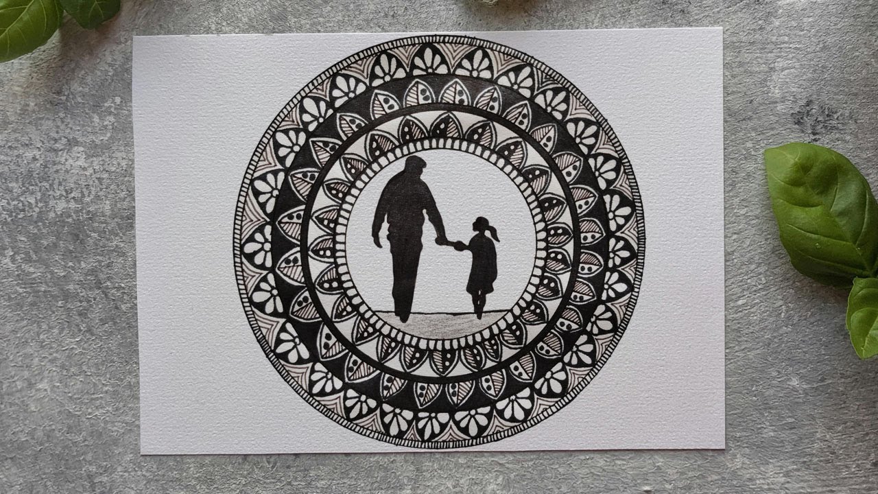 Father and Daughter Mandala Art | Father's Day Special Drawing with ...