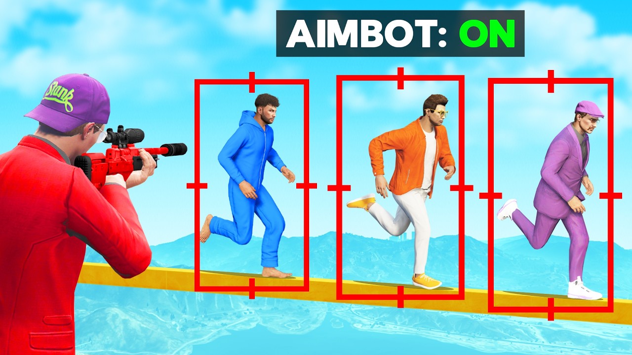 Using AIMBOT In Sniper Vs Runners GTA 5...