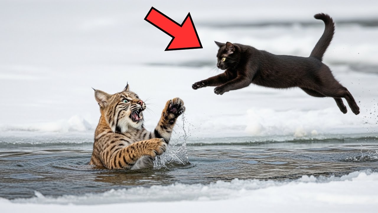 Pregnant Bobcat Fights to Survive in Frozen Water — What the Black Cat Did Next Is Unreal!