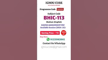 BHIC 113 Solved Assignment PDF 2024-25 in English, BAHIH program BHIC-113 Solved assignments