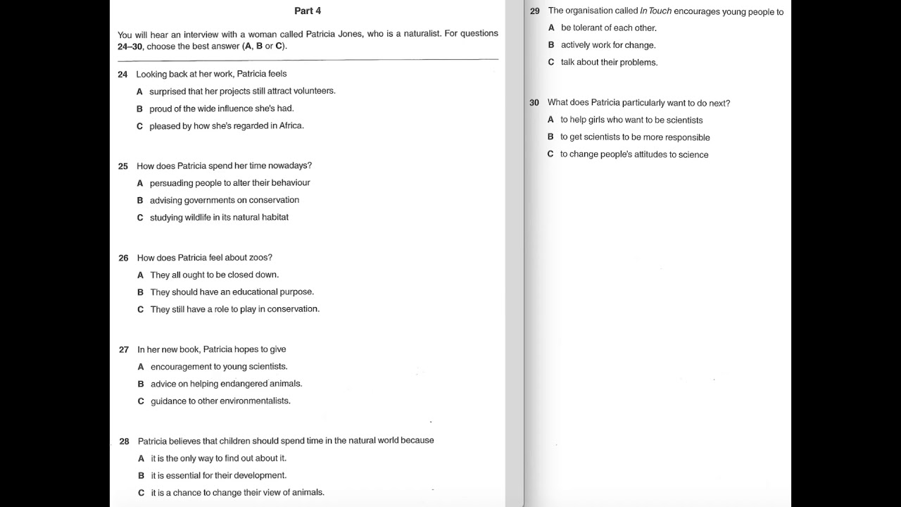 Listening B2, FCE 1 (2015), Test 1, Part 4