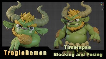 Timelapse blocking ,posing a TrogloDemon in Blender with BlockSurfaces addon #blender,#3d,#animation