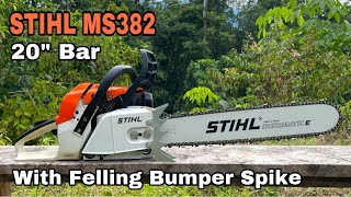 CHAINSAW STIHL MS 382 With  20” Bar and Felling Bumper Spike//cut test review