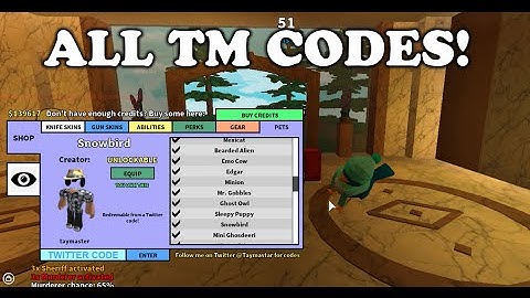 Roblox ALL Twisted Murderer Codes [NEW 2016]