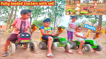Mini tractors fully loaded with soil | DIY tractor trolley |
