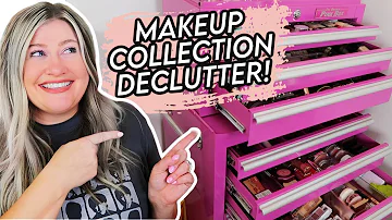 MAKEUP COLLECTION DECLUTTER! TRYING TO CUT MY COLLECTION IN HALF!