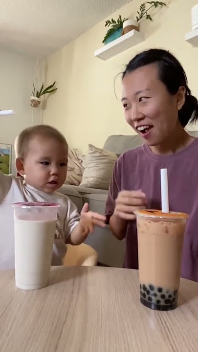 Boba straw challenge with my toddler #boba #shorts