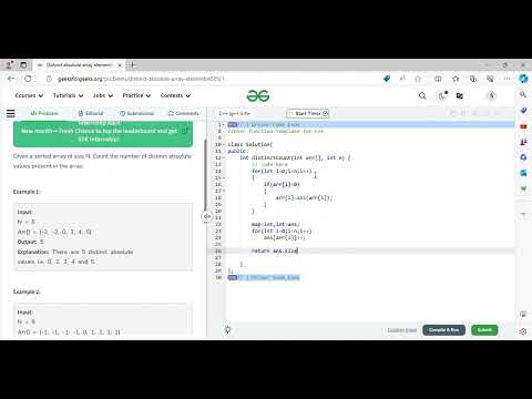 Distinct Absolute Array Elements Practice