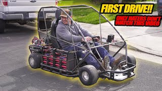 FIRST DRIVE!! – The ELECTRIC GO KART is FAST