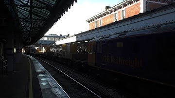 (HD) GBRf 73963 & 73964 pass Tunbridge Wells working 3Y74 - 30/1/19