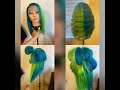 How to dye a wig using watercolor method : half&half ; blue & green ; *Unice hair review*