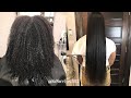 Silk Press on Natural Hair (Butt Length Hair) | From Kinky Curly to Straight