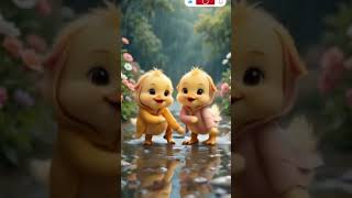 Cutest baby ducks enjoying the rainy day! 🌧️🦆❤️ #shorts #funnyshorts #trendingnow #aipets #aianimals