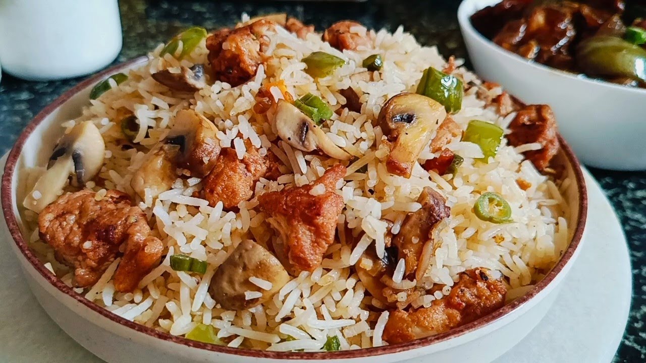 মাশরুম চিকেন রাইস রেসিপি | Easy Mushroom Chicken Rice Recipe | Chinese Food Recipe