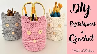 Como hacer portalápices ✏️ a Crochet🧶 Gatito 🐱/ How to make a Crochet cat pencil holder