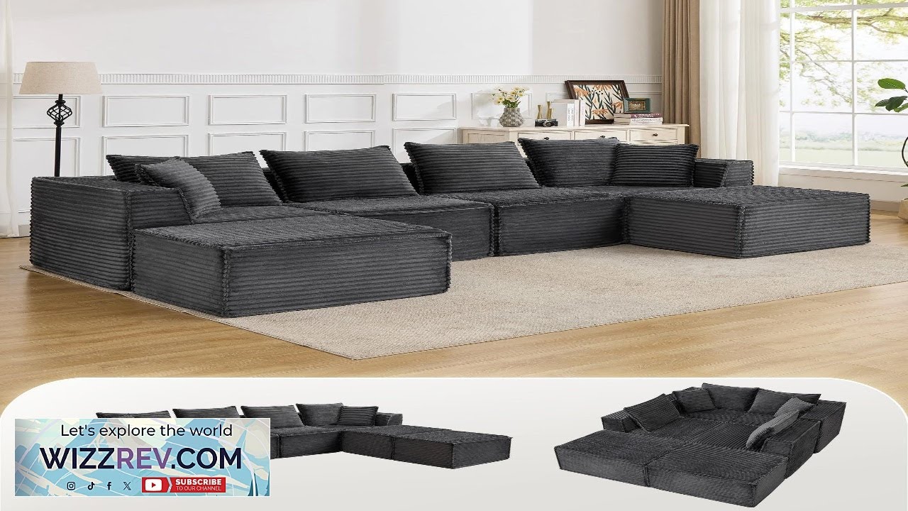 Модульный угловой диван Garvee 137 дюймов, современный угловой диван Cloud с глубоким сиденьем.