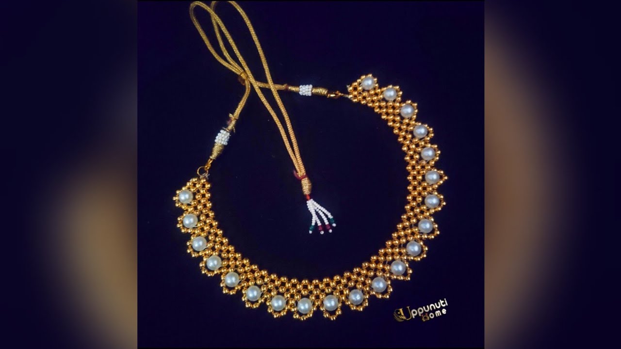 Party Wear Beaded Necklace Making At Home | DIY |  Pearl Necklace | Chokar | Bridal Necklace