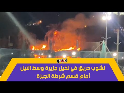 نشوب حريق في نخيل جزيرة وسط النيل أمام قسم شرطة الجيزة