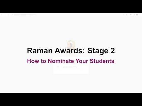 Raman Awards Stage 2: How to Nominate Your Students